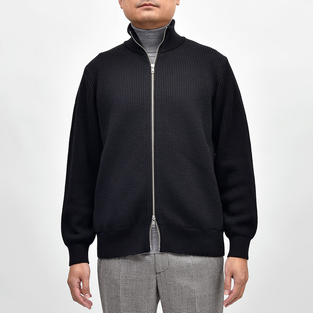 Yonetomi（ヨネトミ） EX FINE WOOL RIB KNIT B/L エクストラファインメリノウール ジップアップニットブルゾン