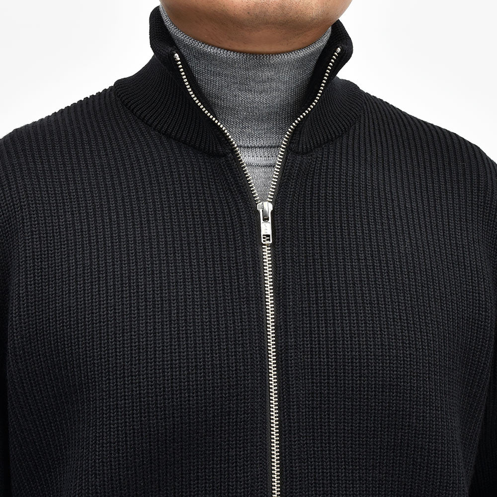 Yonetomi（ヨネトミ） EX FINE WOOL RIB KNIT B/L エクストラファインメリノウール ジップアップニットブルゾン
