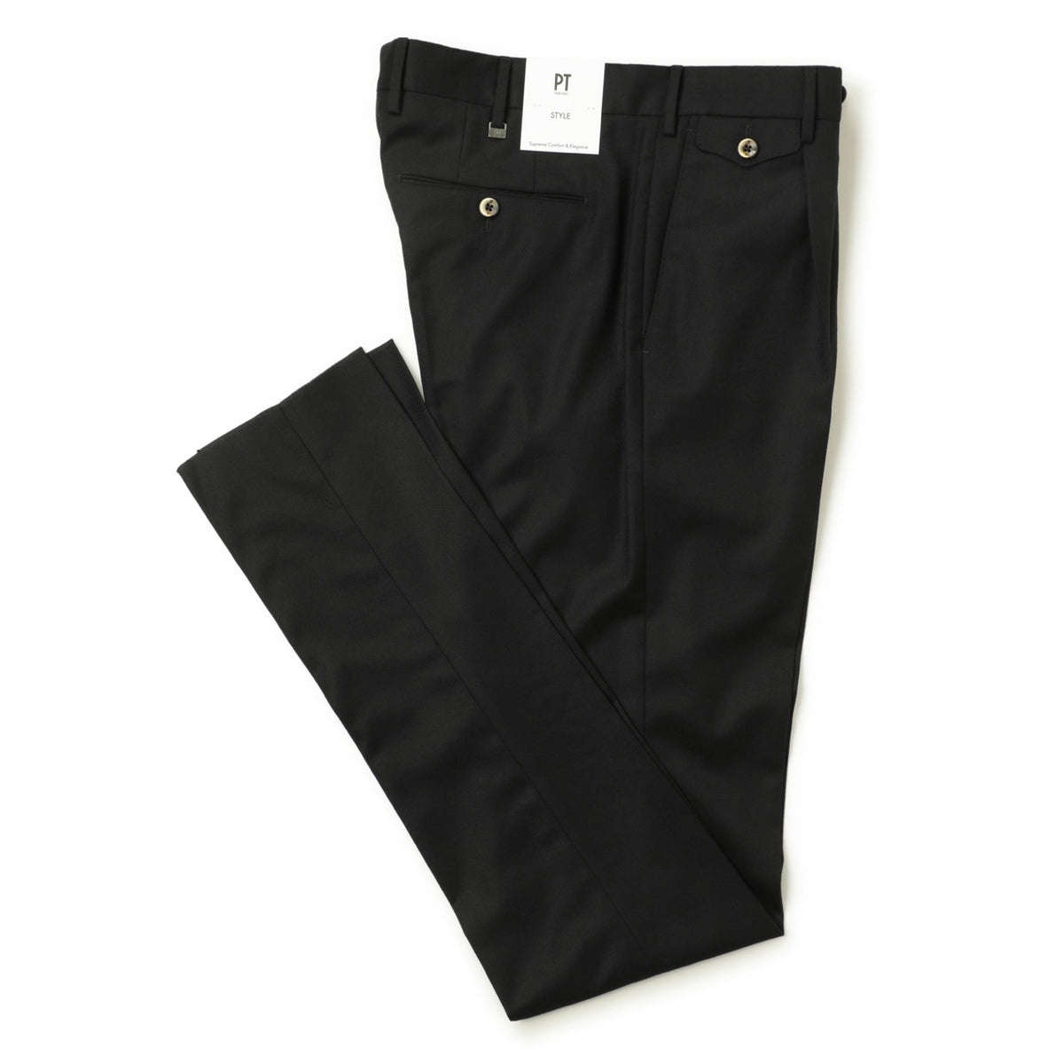 ピーティートリノ /  1プリーツ ストレッチ ウール スラックスパンツ/ GENTLEMAN FIT / ブラック