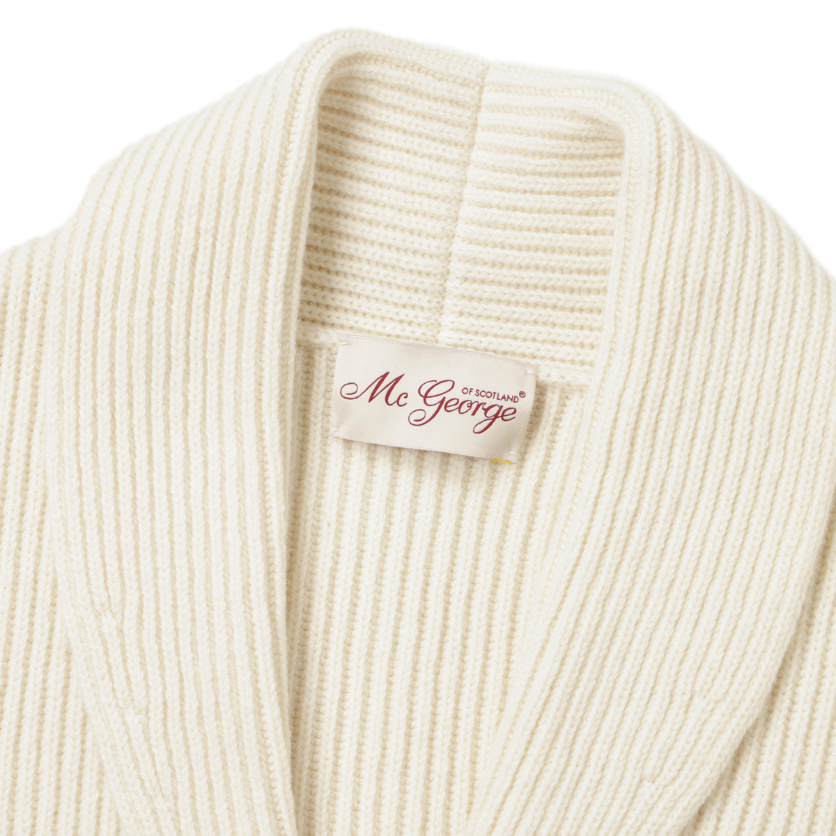 マックジョージ / 7ゲージ ウール カシミヤリブ ニット ショールカラー カーディガン / A0720 45730 / ホワイト