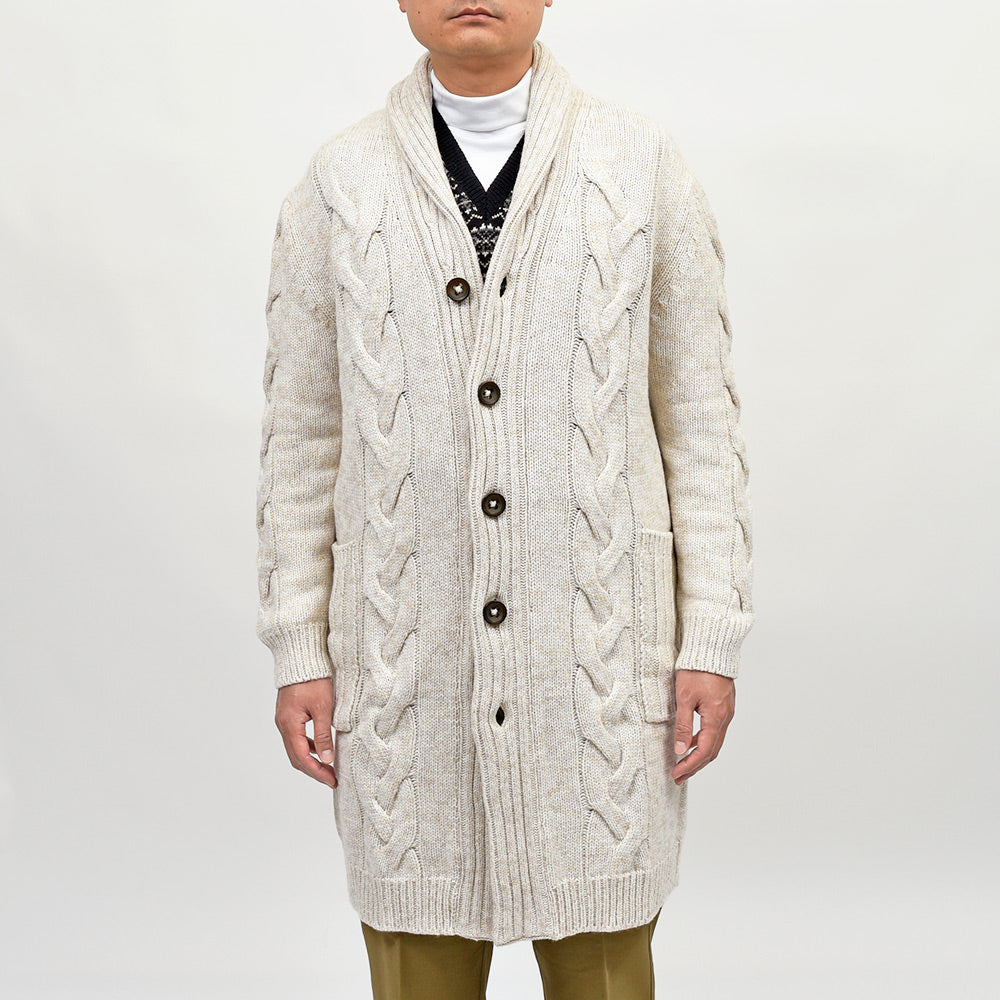 Settefili Cashmere（セッテフィーリ カシミア） ウールカシミヤ ショールカラーロングカーディガン