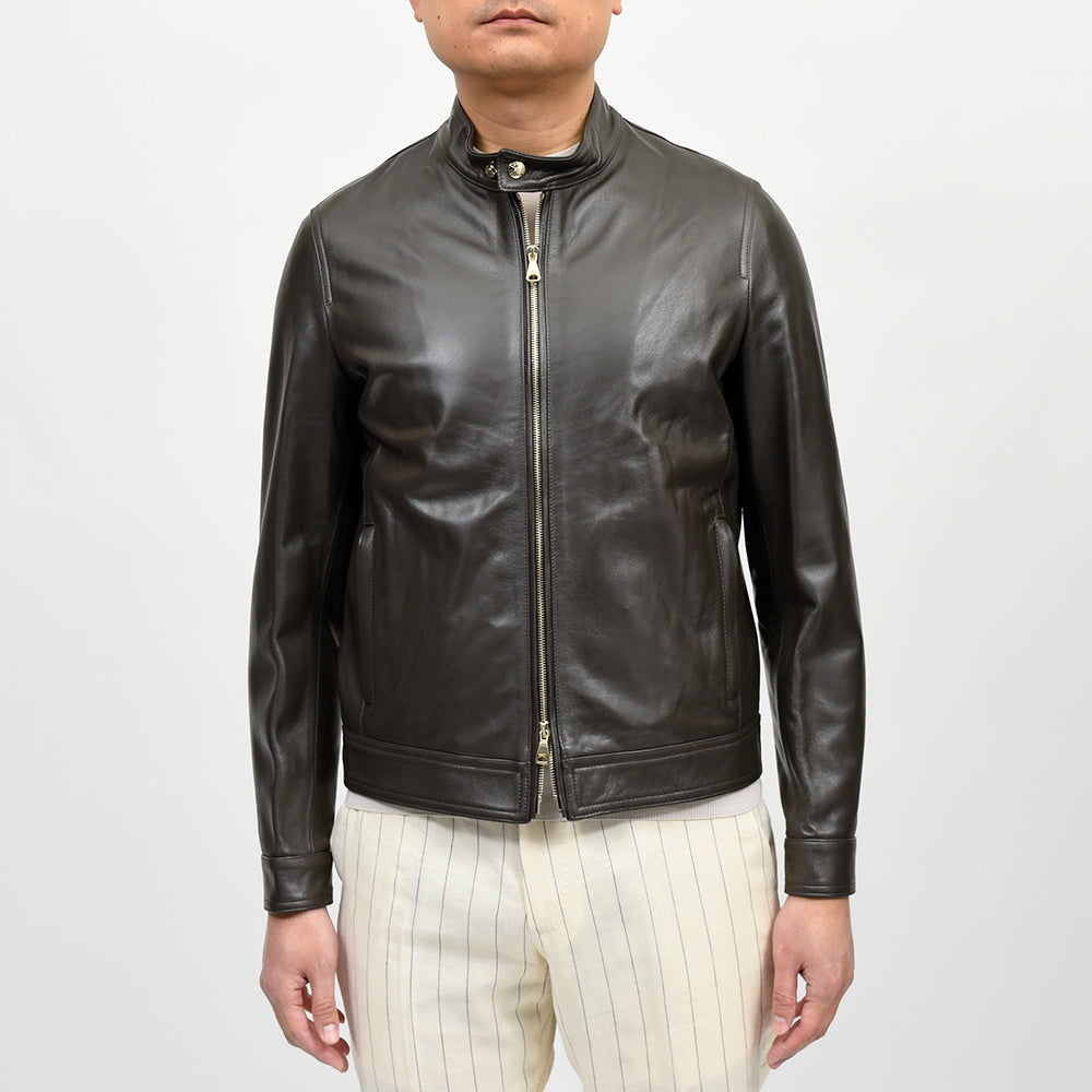 EMMETI（エンメティ） JURI ナッパチェラータ ラムナッパレザー ライダースジャケット