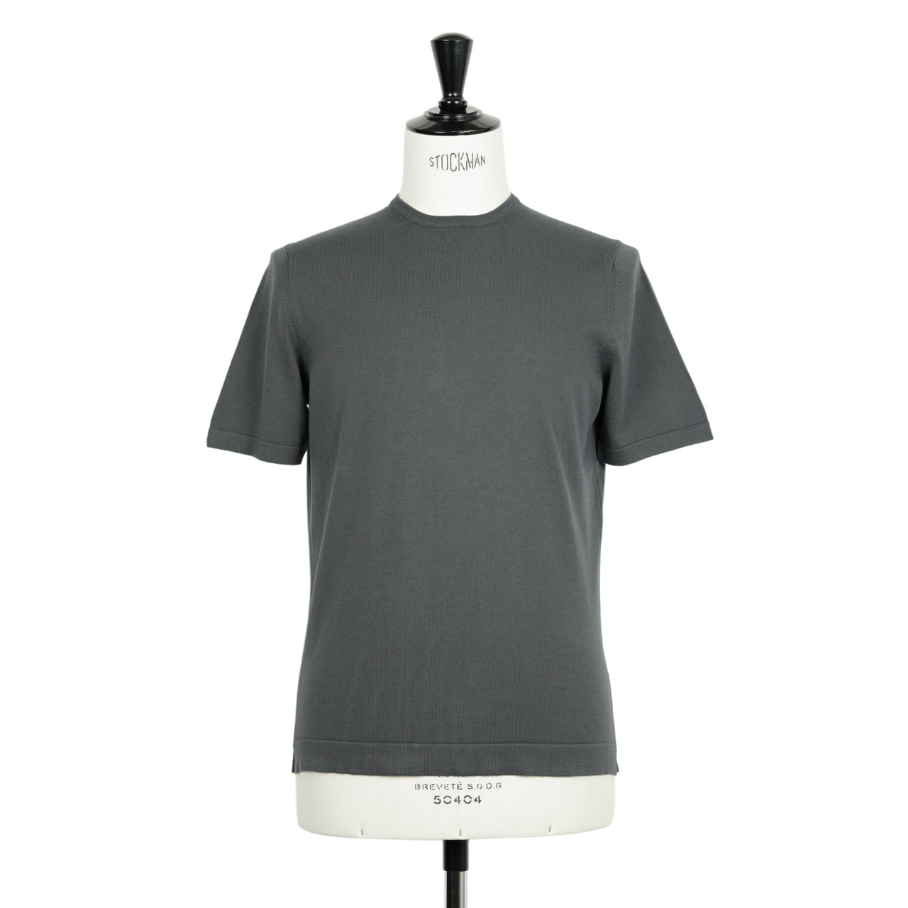 グランサッソ / ハイゲージ コットン プルオーバー クルーネック  ニット Tシャツ  / 58138 18120 / チャコールグレー