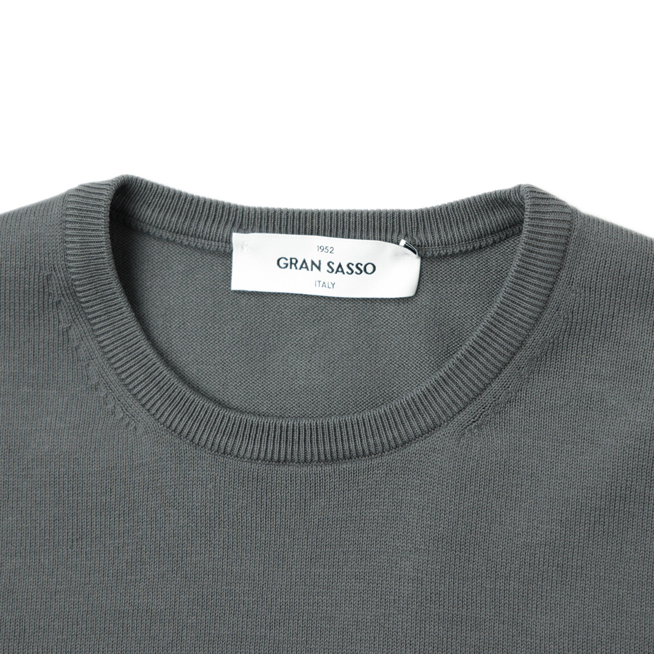 グランサッソ / ハイゲージ コットン プルオーバー クルーネック  ニット Tシャツ  / 58138 18120 / チャコールグレー