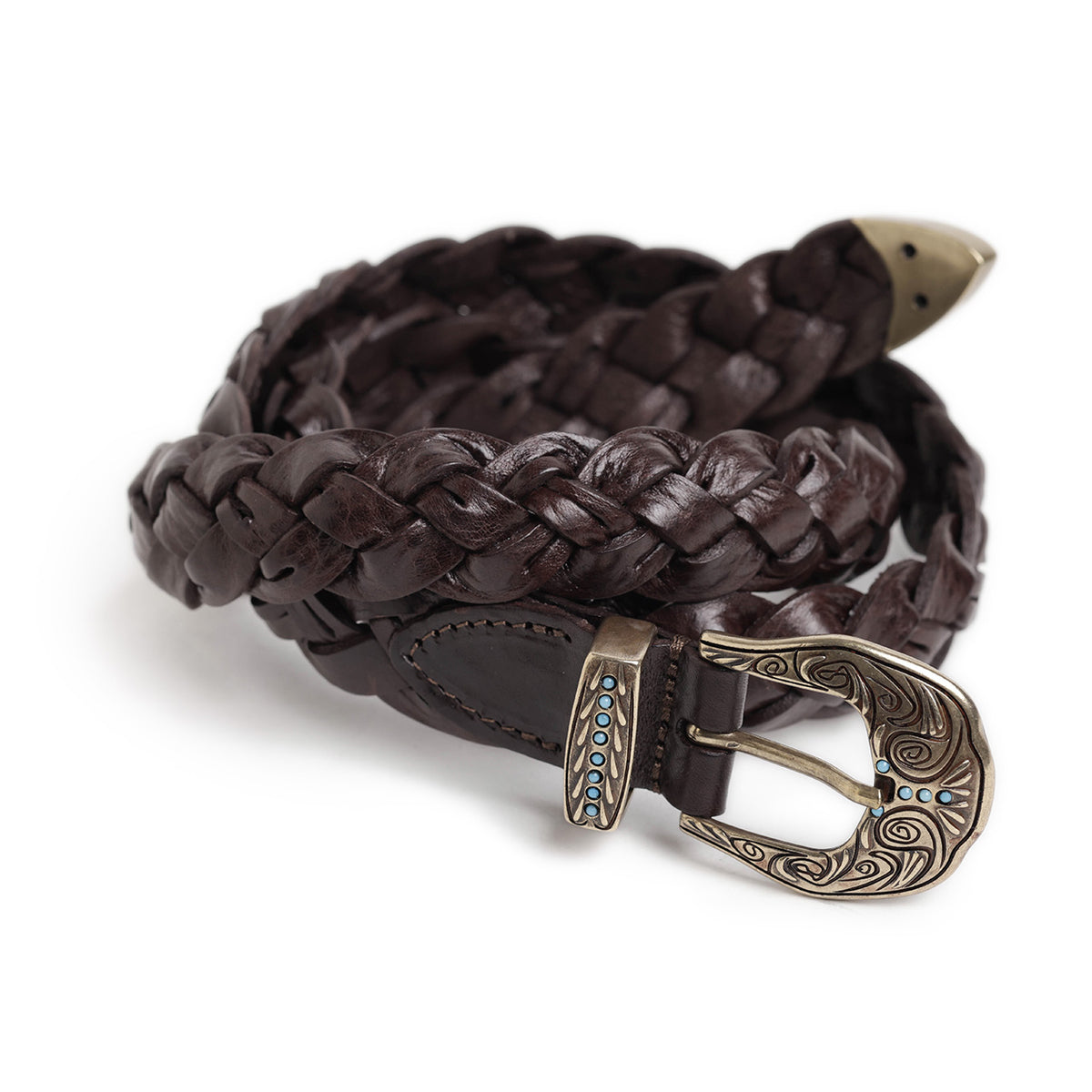 ファットリア デル クオイオ / メッシュ レザー ベルト / 25mm幅 / ASOLINA MESH BELT / ダークブラウン