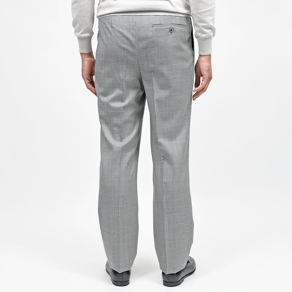 Fumiya Hirano THE TROUSERS（フミヤヒラノトラウザーズ） REGENT ウールトロピカル ハウンドトゥース サイドアジャスター 2インプリーツ ドレスパンツ