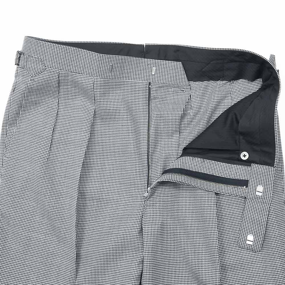 Fumiya Hirano THE TROUSERS（フミヤヒラノトラウザーズ） REGENT ウールトロピカル ハウンドトゥース サイドアジャスター 2インプリーツ ドレスパンツ