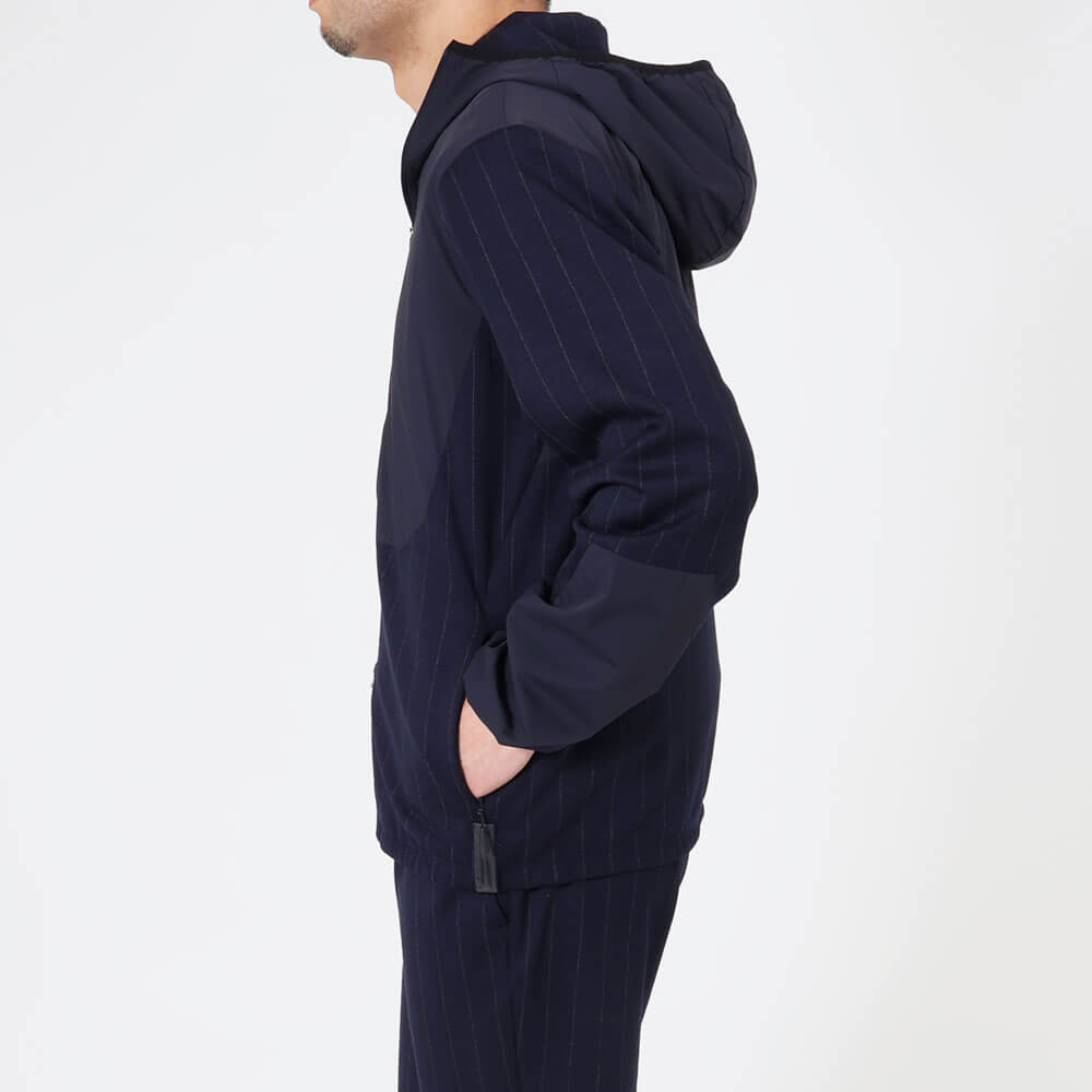 シーズ / ストライプ ジャージー ZIPPED HOODIE HYBRID/WH049 TJ232