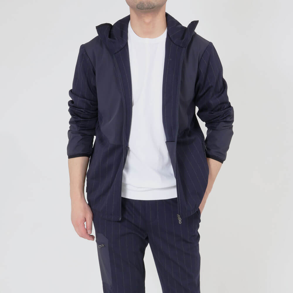 シーズ / ストライプ ジャージー ZIPPED HOODIE HYBRID/WH049 TJ232