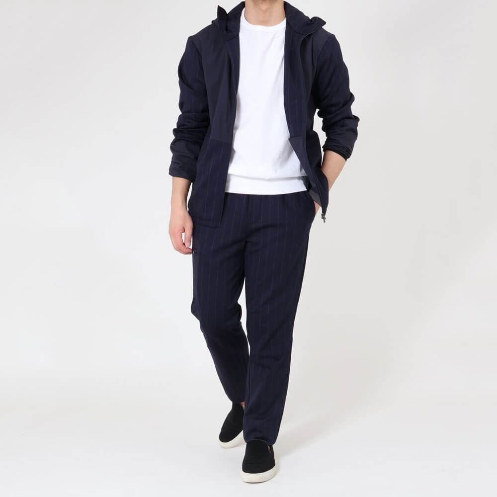 シーズ / ストライプ ジャージー ZIPPED HOODIE HYBRID/WH049 TJ232