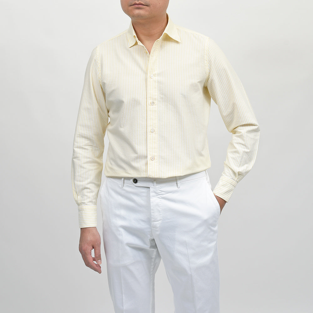 Finamore（フィナモレ） VITTORIO/BALI コットンオックス ロンドンストライプ セミワイドカラーシャツ