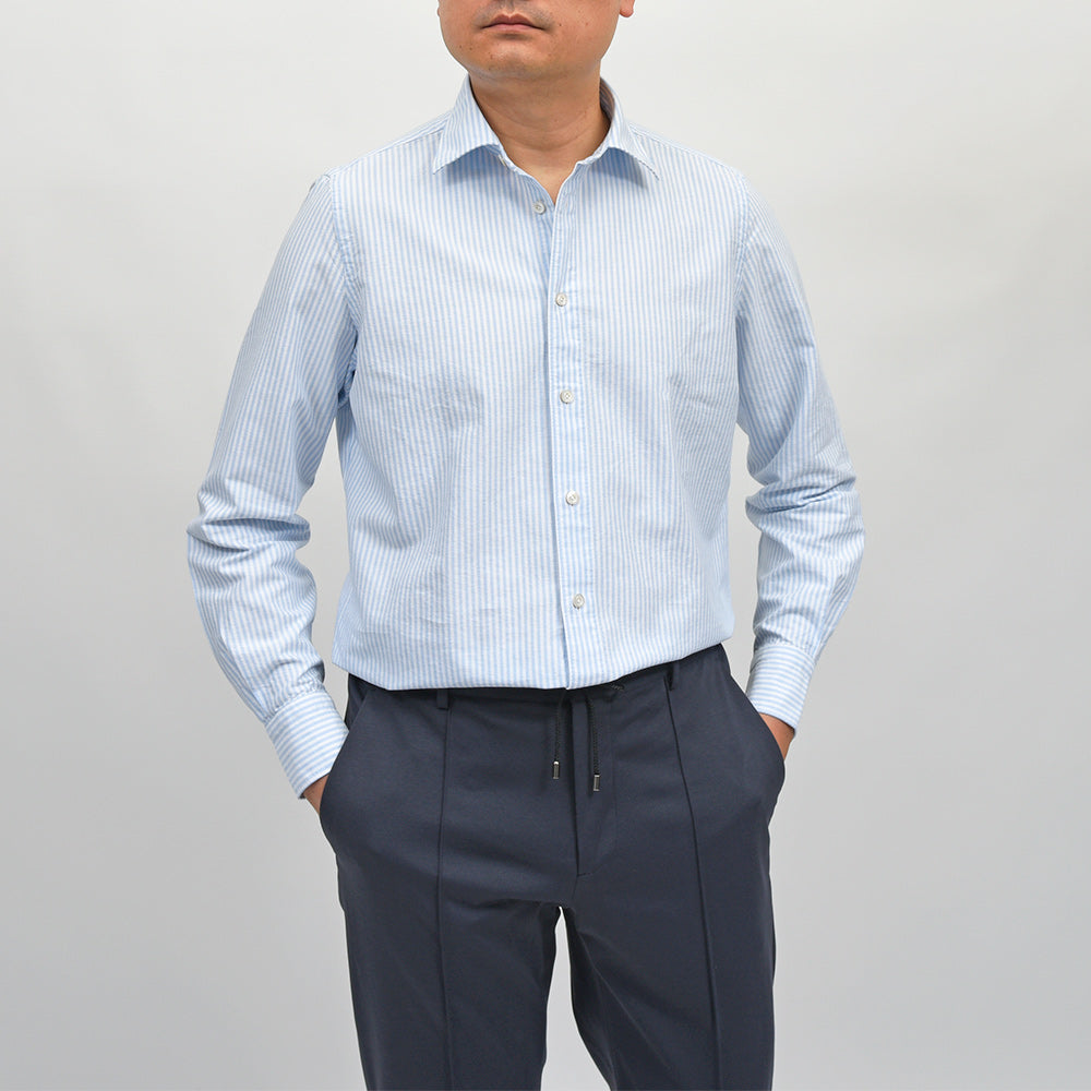 Finamore（フィナモレ） VITTORIO/BALI コットンオックス ロンドンストライプ セミワイドカラーシャツ