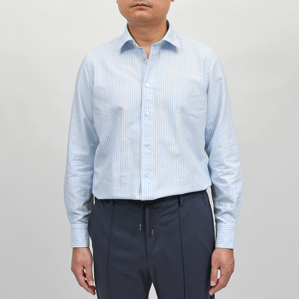 Finamore（フィナモレ） VITTORIO/BALI コットンオックス ロンドンストライプ セミワイドカラーシャツ