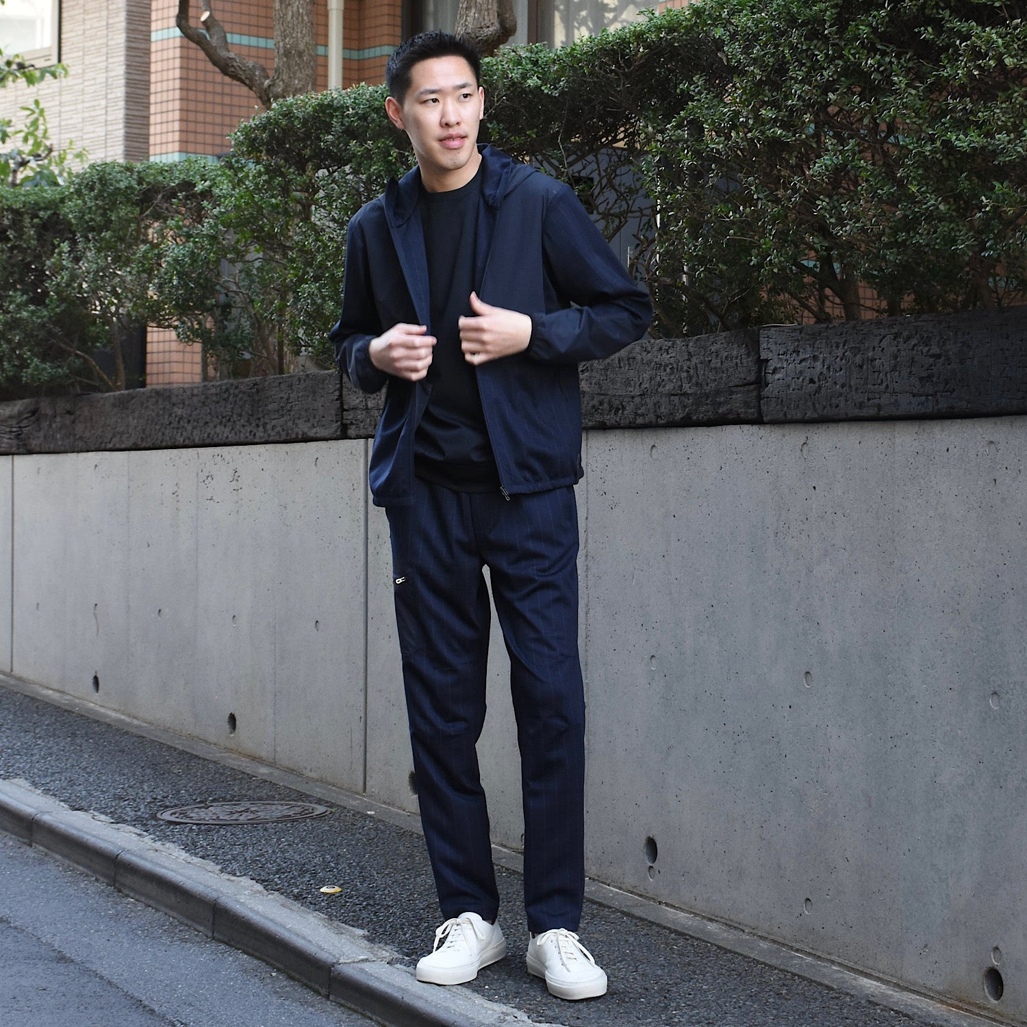 シーズ / ストライプ ジャージー ZIPPED HOODIE HYBRID/WH049 TJ232
