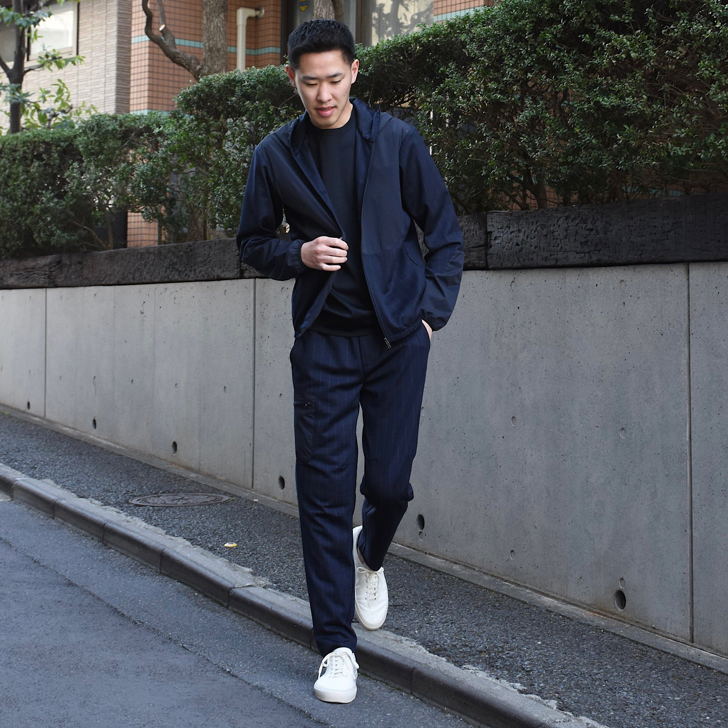 シーズ / ストライプ ジャージー ZIPPED HOODIE HYBRID/WH049 TJ232