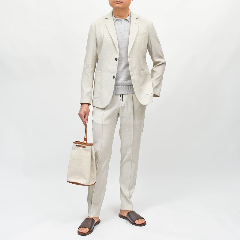 giabsarchivio（ジャブスアルキヴィオ） STROZZI テクノリネン ストレッチ ウォッシャブル セットアップ対応 シングルジャケット A4360