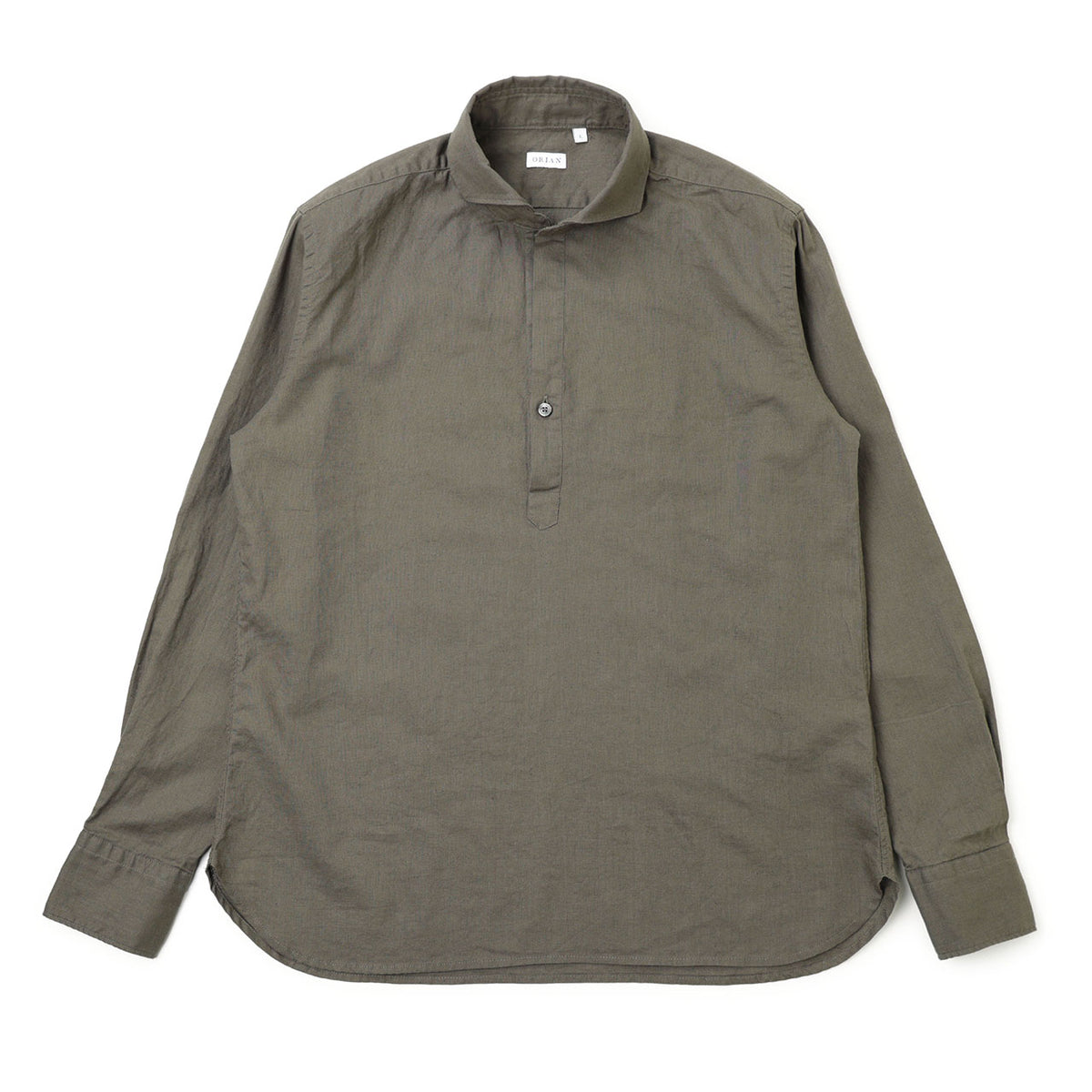 オリアン / ヴィンテージ / カプリシャツ 長袖 ワイドカラー / リネンコットン 製品洗い / SLIM FIT / KH30F / KHAKI / カーキ