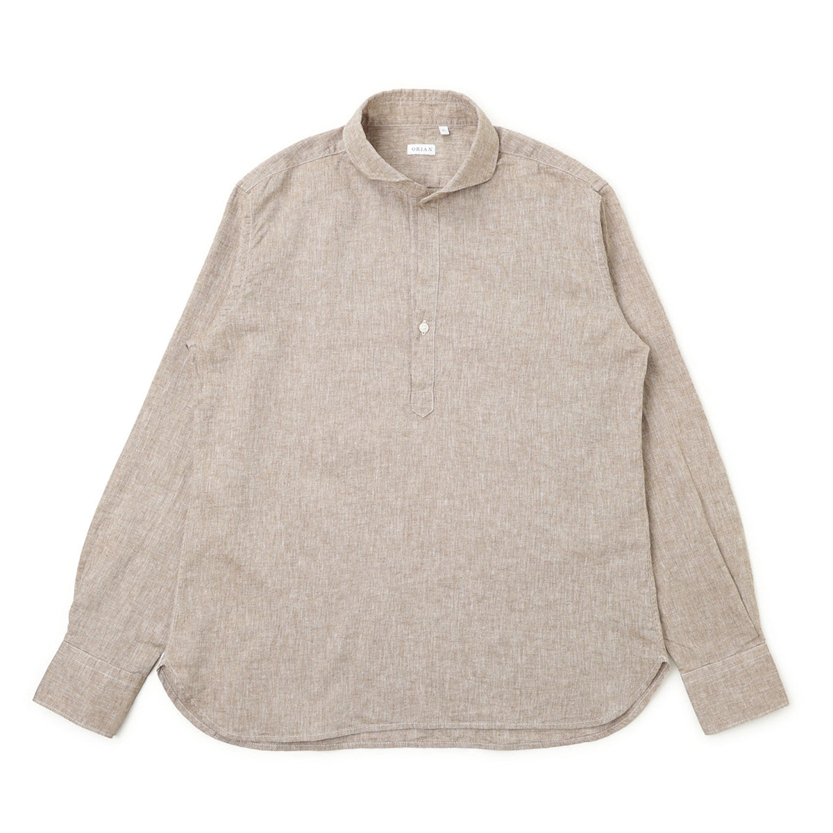 オリアン/ Vintage 製品洗い リネンコットン プルオーバー カプリワイドカラーシャツ / SLIM FIT /  KH30F 02U489 / ベージュ
