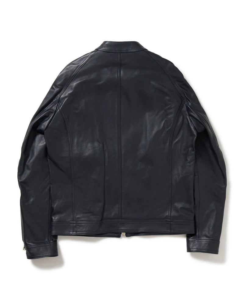 エンメティ / MASSIMO（マッシモ） シルバーZIP SPラムレザー シングルライダース / ダークネイビー