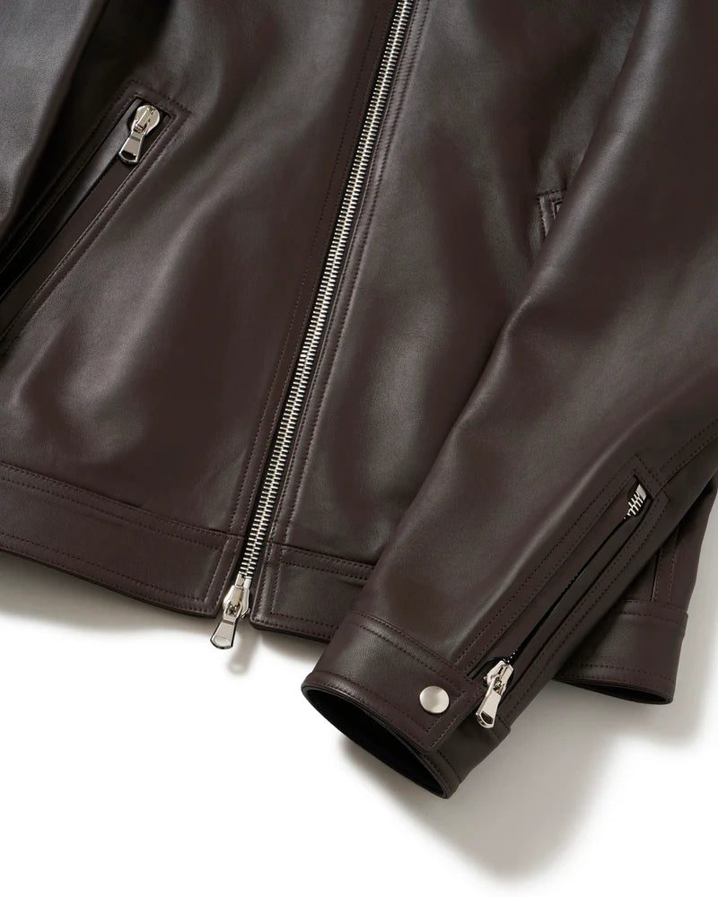 エンメティ / H CLASSICA（アッカ クラシカ） シルバーZIP ナッパチェラータ ラムレザーライダース / ダークブラウン