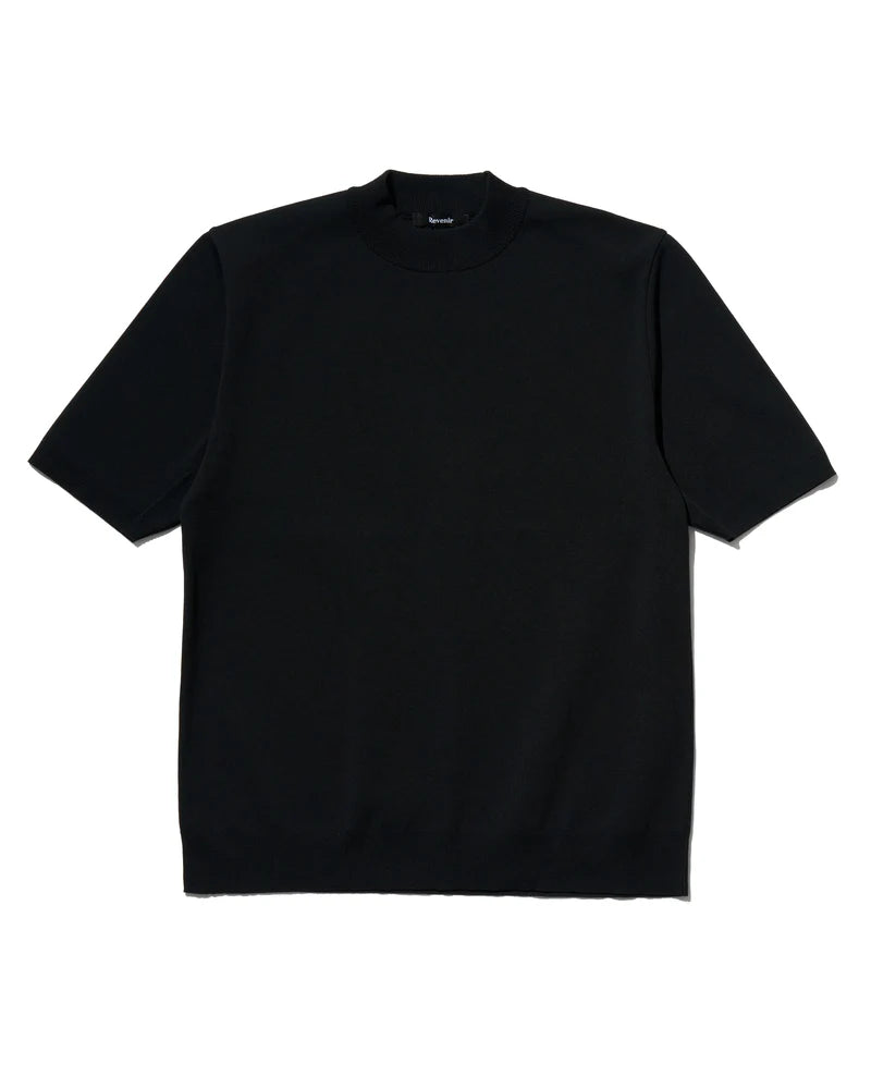 リブニール / WASHABLE KNIT MOCKNECK S/S / ブラック