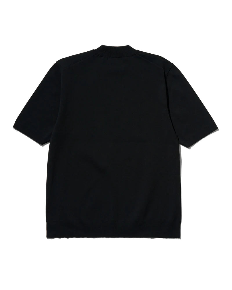リブニール / WASHABLE KNIT MOCKNECK S/S / ブラック