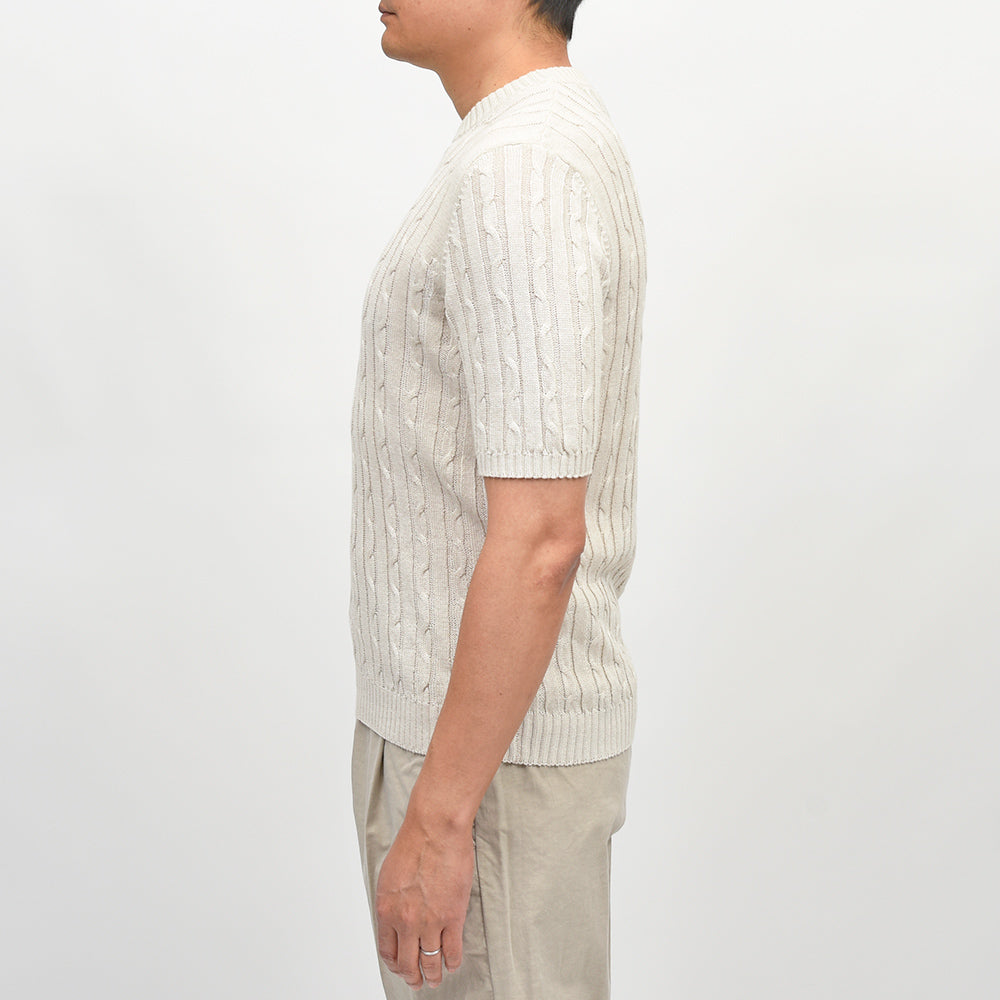 Settefili Cashmere（セッテフィーリ カシミア） リネンコットン ケーブル クルーネックニット