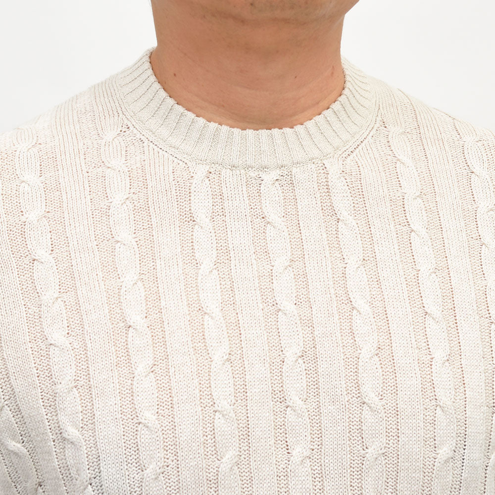 Settefili Cashmere（セッテフィーリ カシミア） リネンコットン ケーブル クルーネックニット