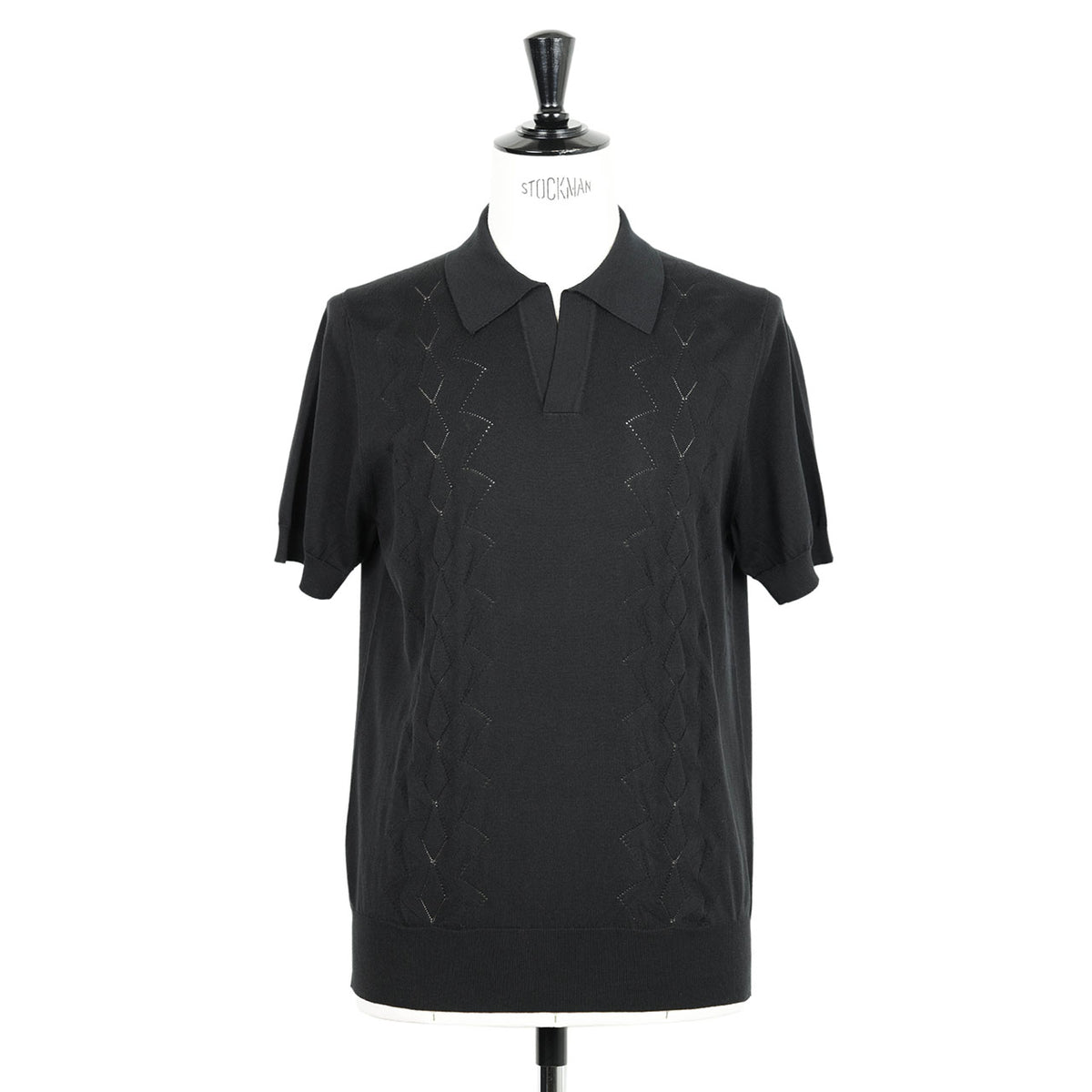 ピアチェンツァ / ハイゲージ シルク コットン 半袖 スキッパー ニット/POLO SAILOR M1540016001 999 ブラック