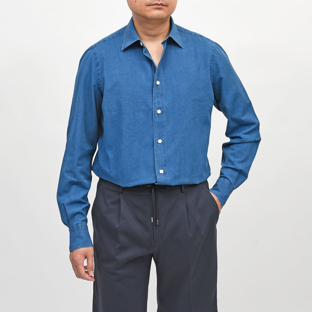 Finamore（フィナモレ） VITTORIO/BALI コットンシャンブレー セミワイドカラーシャツ