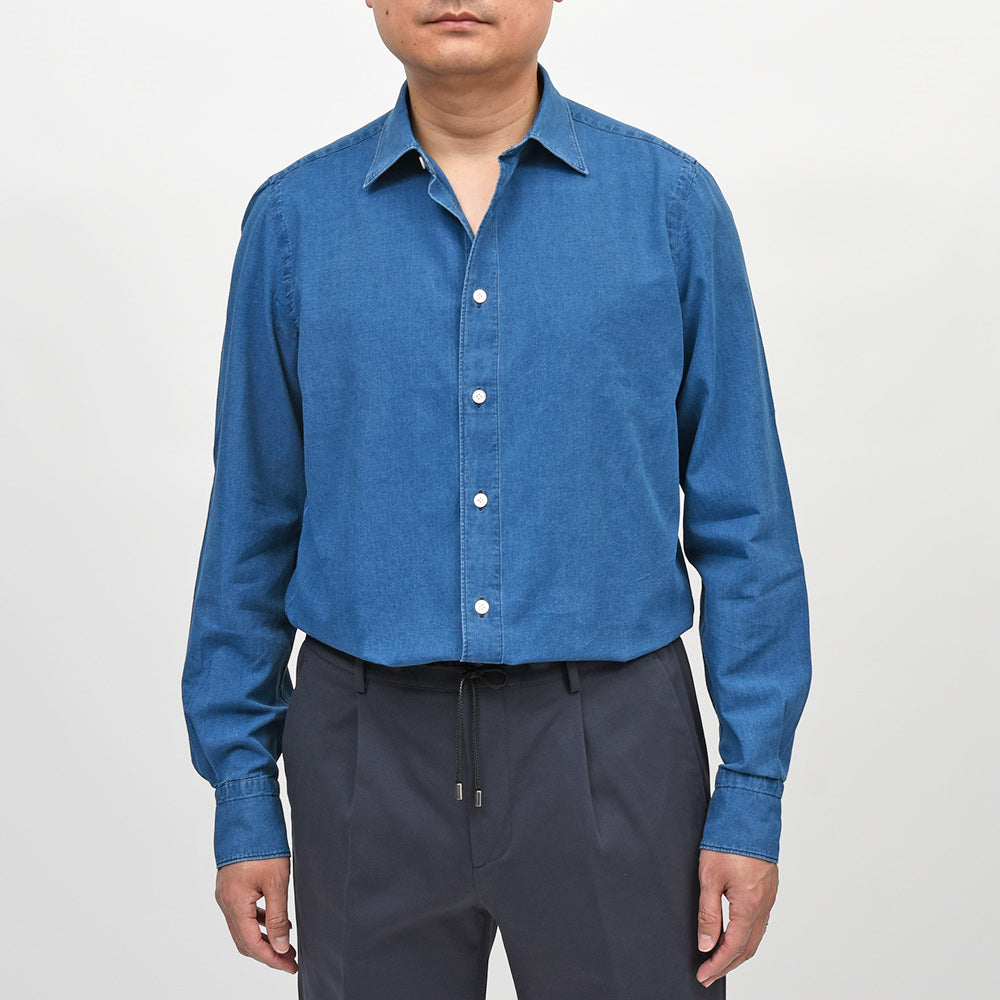 Finamore（フィナモレ） VITTORIO/BALI コットンシャンブレー セミワイドカラーシャツ