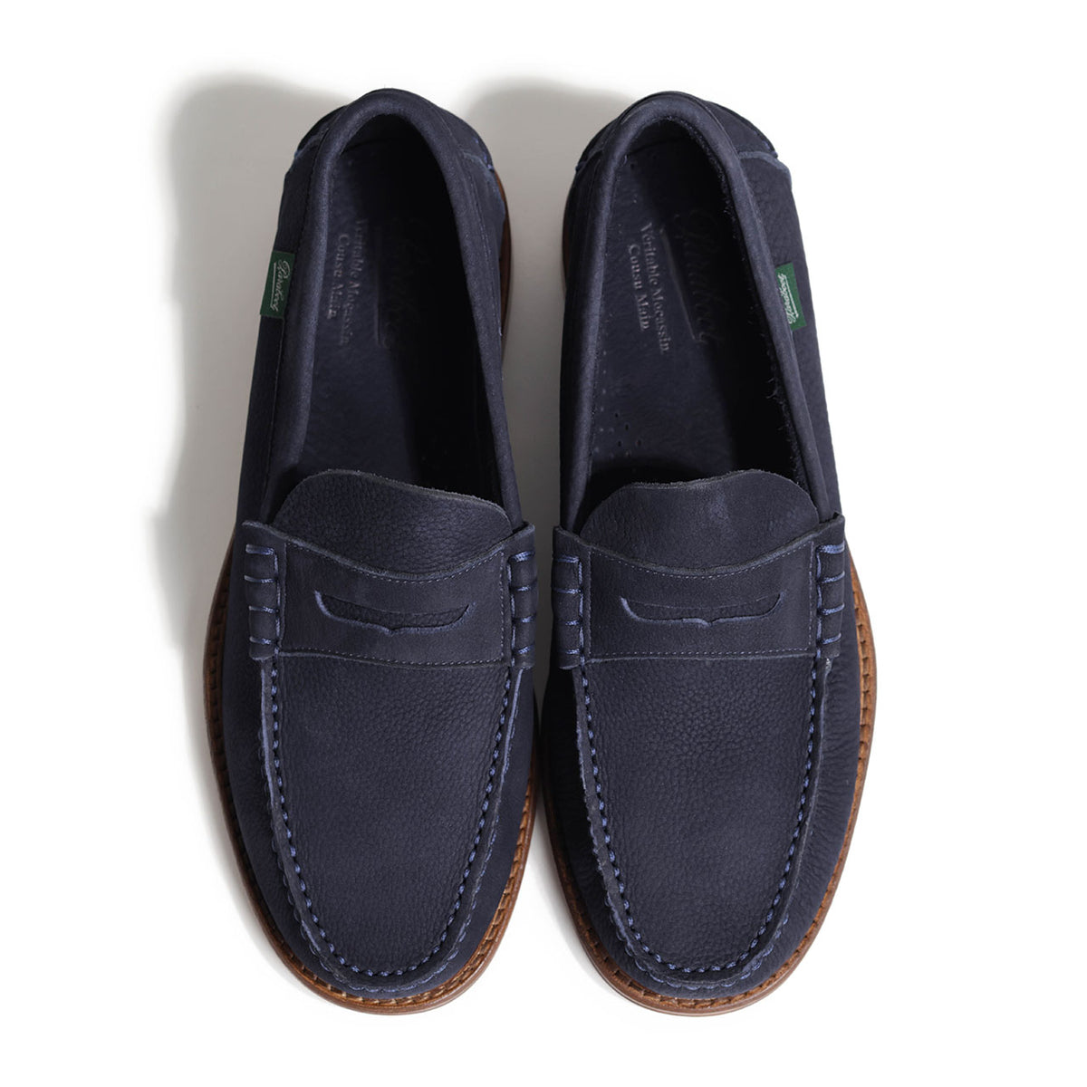 パラブーツ / 【初のレザーソール】CORAUX ヌバック デッキシューズ/187240 NUBUCK NAVY