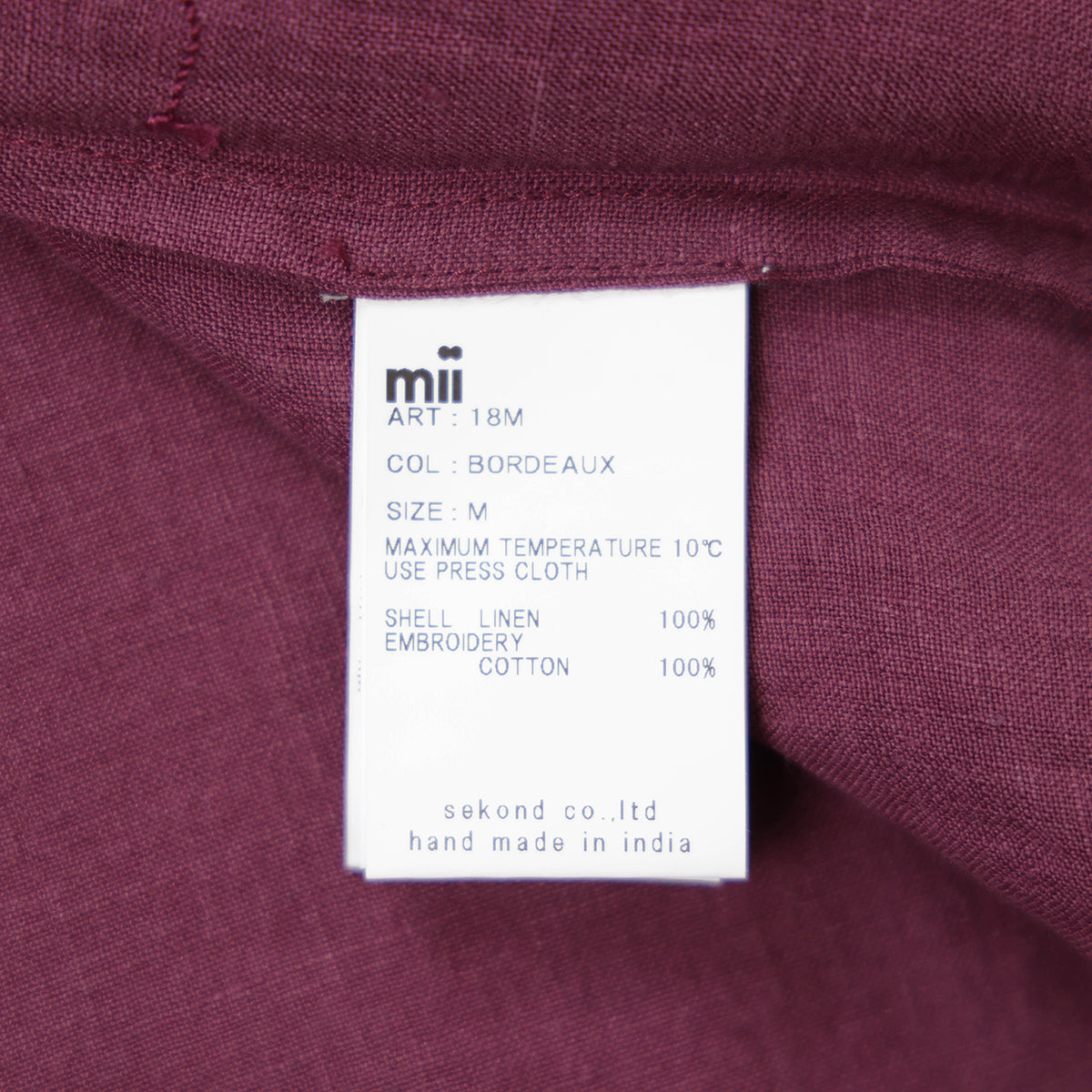 ミーコレクション / オープンカラー 刺繍 リネン シャツ/SHIRT SUBHA BORDEAUX