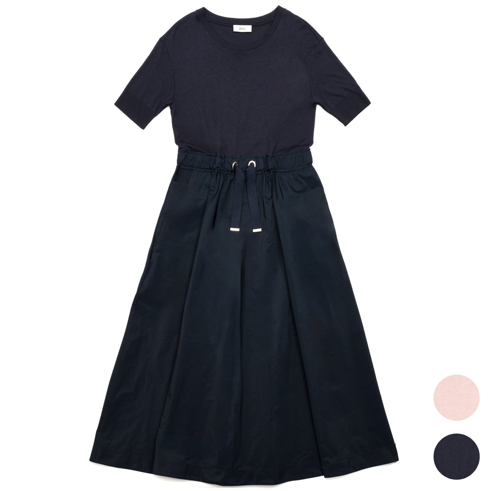 HERNO（ヘルノ）  AB000032D-52056 KNIT+NEWテクノタフタワンピース