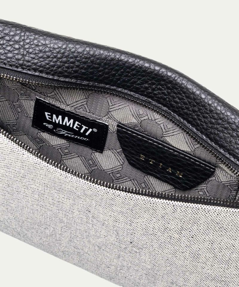 【EMMETI × ETiAM コラボ】POUCH IN CALFSKIN × FABRIC