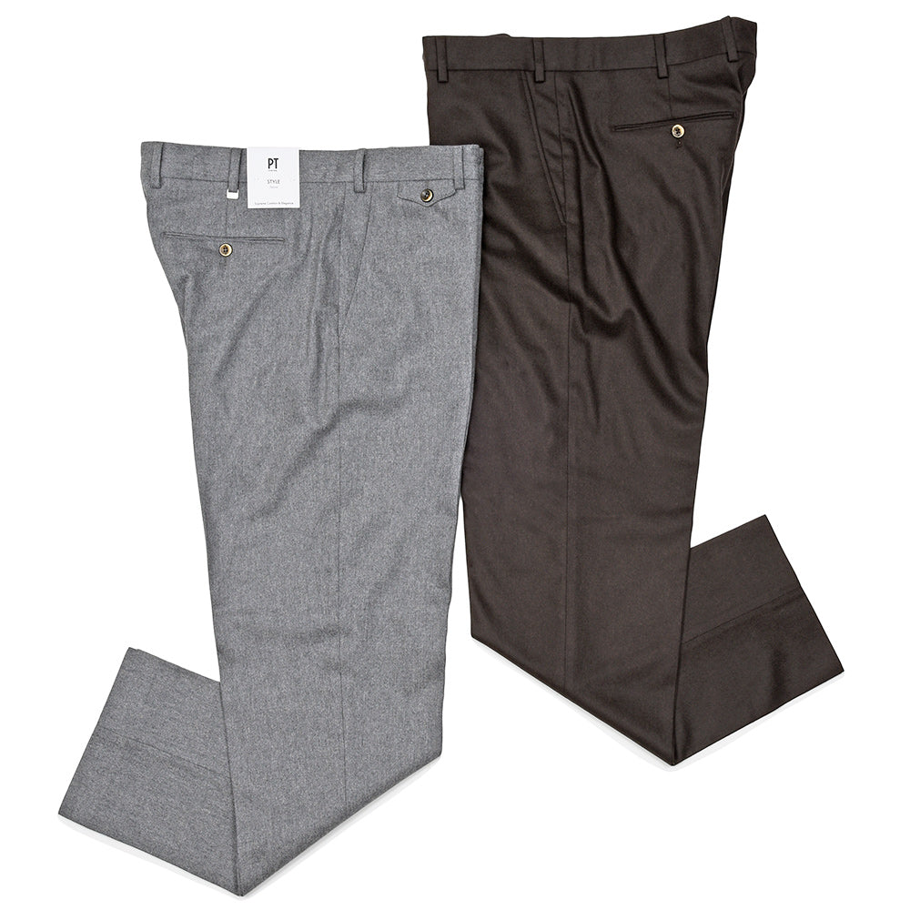 PT TORINO（ピーティートリノ）<br>LIAM ヴァージンウールカシミヤストレッチ ライトフランネル ノープリーツパンツ STRAIGHT FIT/TO03