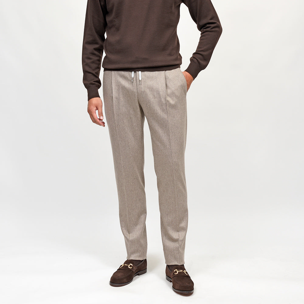 PT TORINO（ピーティー トリノ）<br>ヴァージンウールカシミヤストレッチ ライトフランネル 1プリーツシャーリングパンツ SOFT FIT/TO03