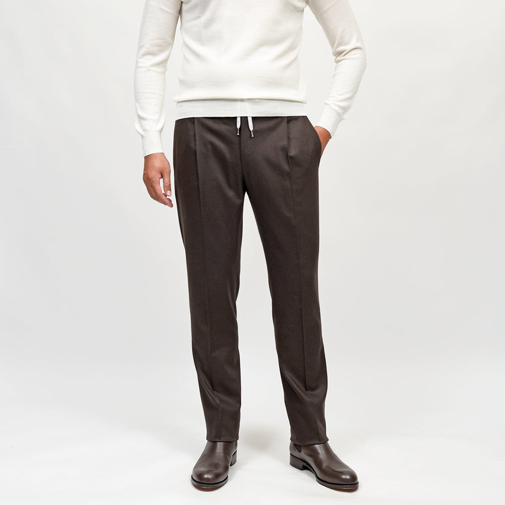 PT TORINO（ピーティー トリノ）<br>ヴァージンウールカシミヤストレッチ ライトフランネル 1プリーツシャーリングパンツ SOFT FIT/TO03