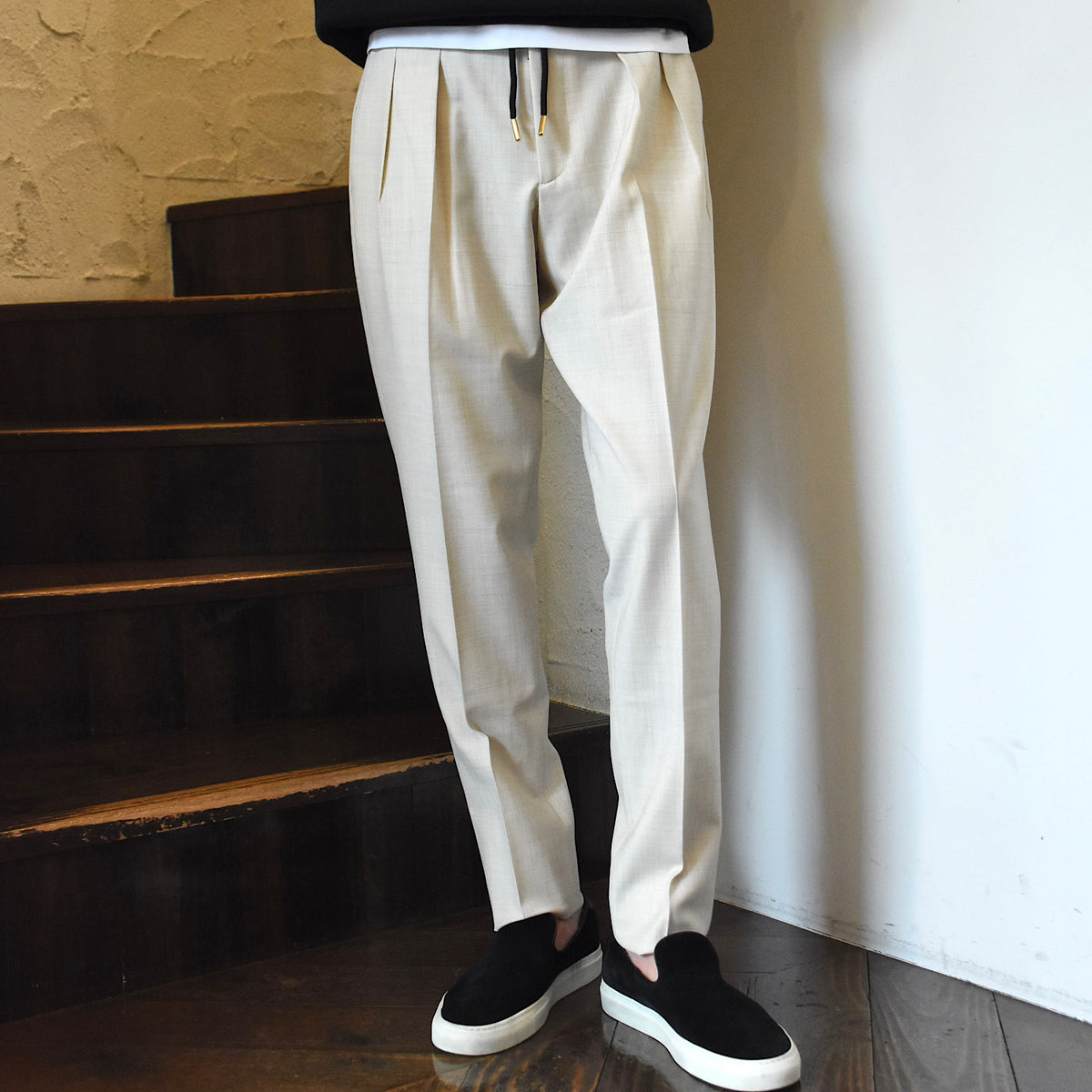 ベルウィッチ / 【BR別注】ZIPポケット付き ストレッチ ウールポリ 2プリーツ リラックスパンツ/NEW SCOTCH RELAX GOLD GT1523X