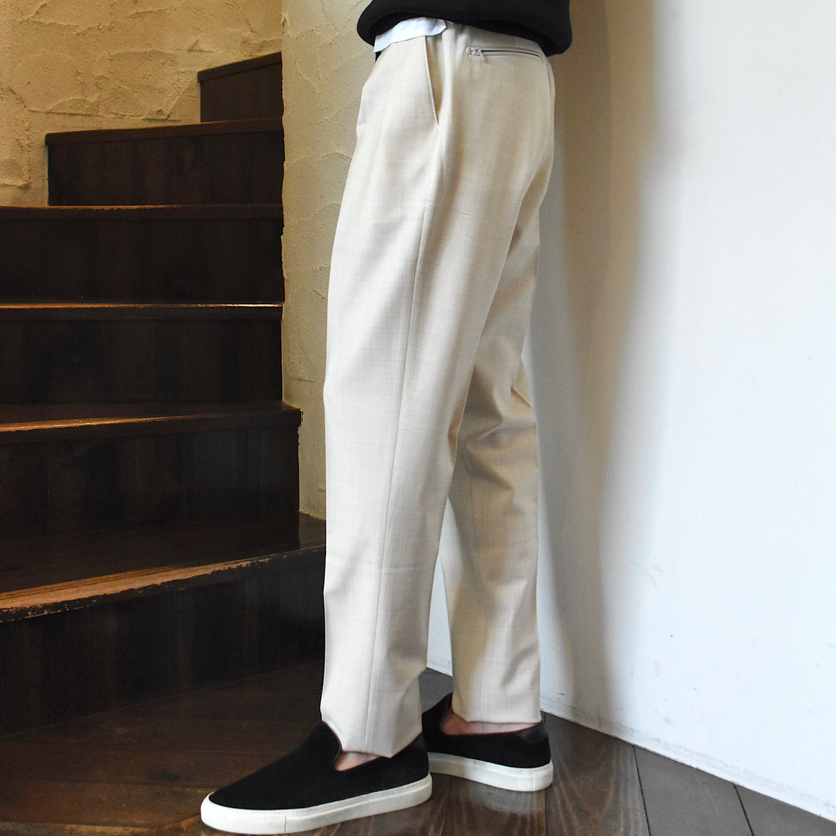 ベルウィッチ / 【BR別注】ZIPポケット付き ストレッチ ウールポリ 2プリーツ リラックスパンツ/NEW SCOTCH RELAX GOLD GT1523X