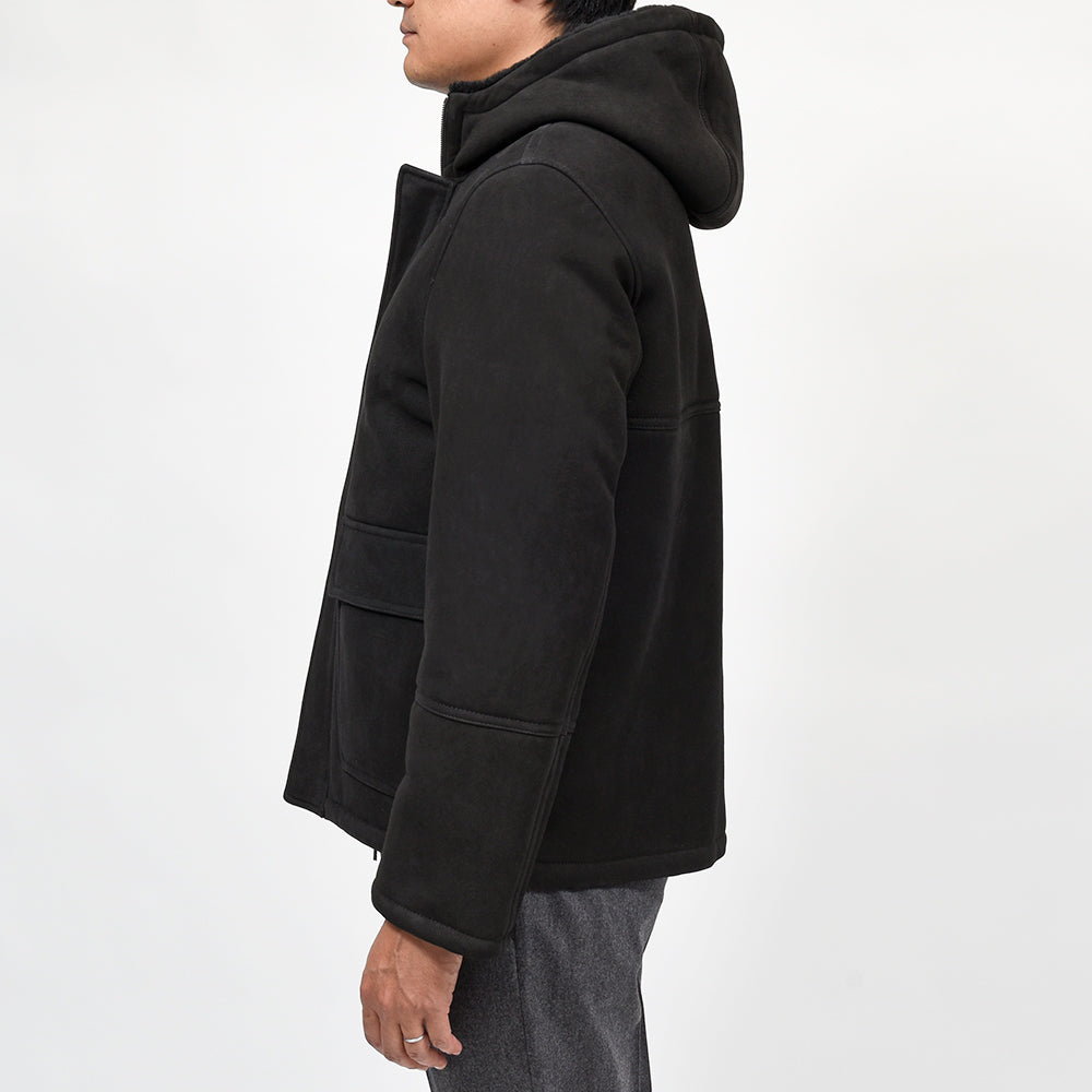 EMMETI（エンメティ）<br>WALLAS ムートンスエード フーデッドブルゾン