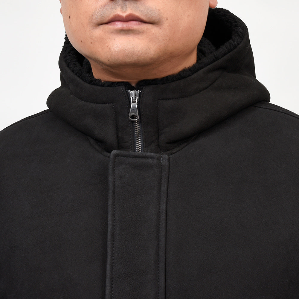 EMMETI（エンメティ）<br>WALLAS ムートンスエード フーデッドブルゾン