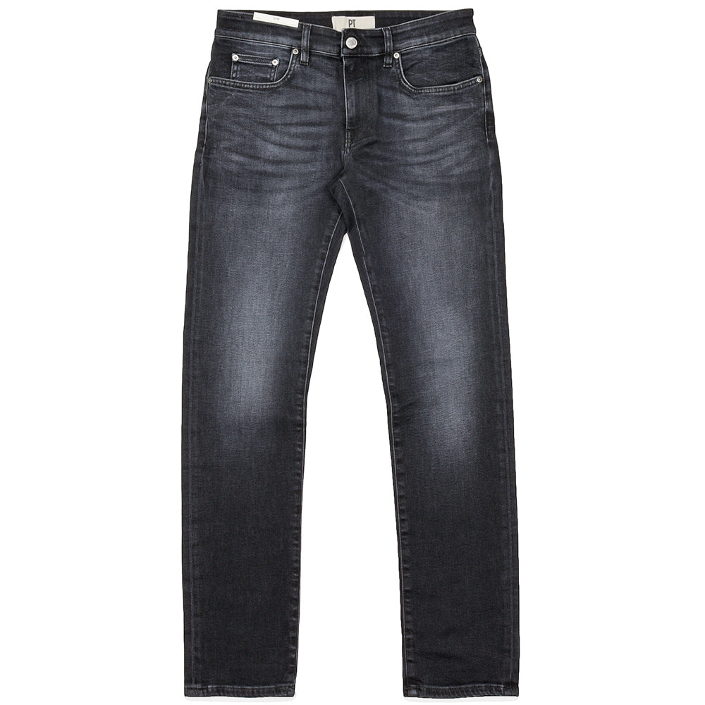 PT TORINO DENIM（ピーティートリノデニム） SAMBA コットンセルロースポリエステル ストレッチ スリムテーパードブラックデニムパンツ/CA4730