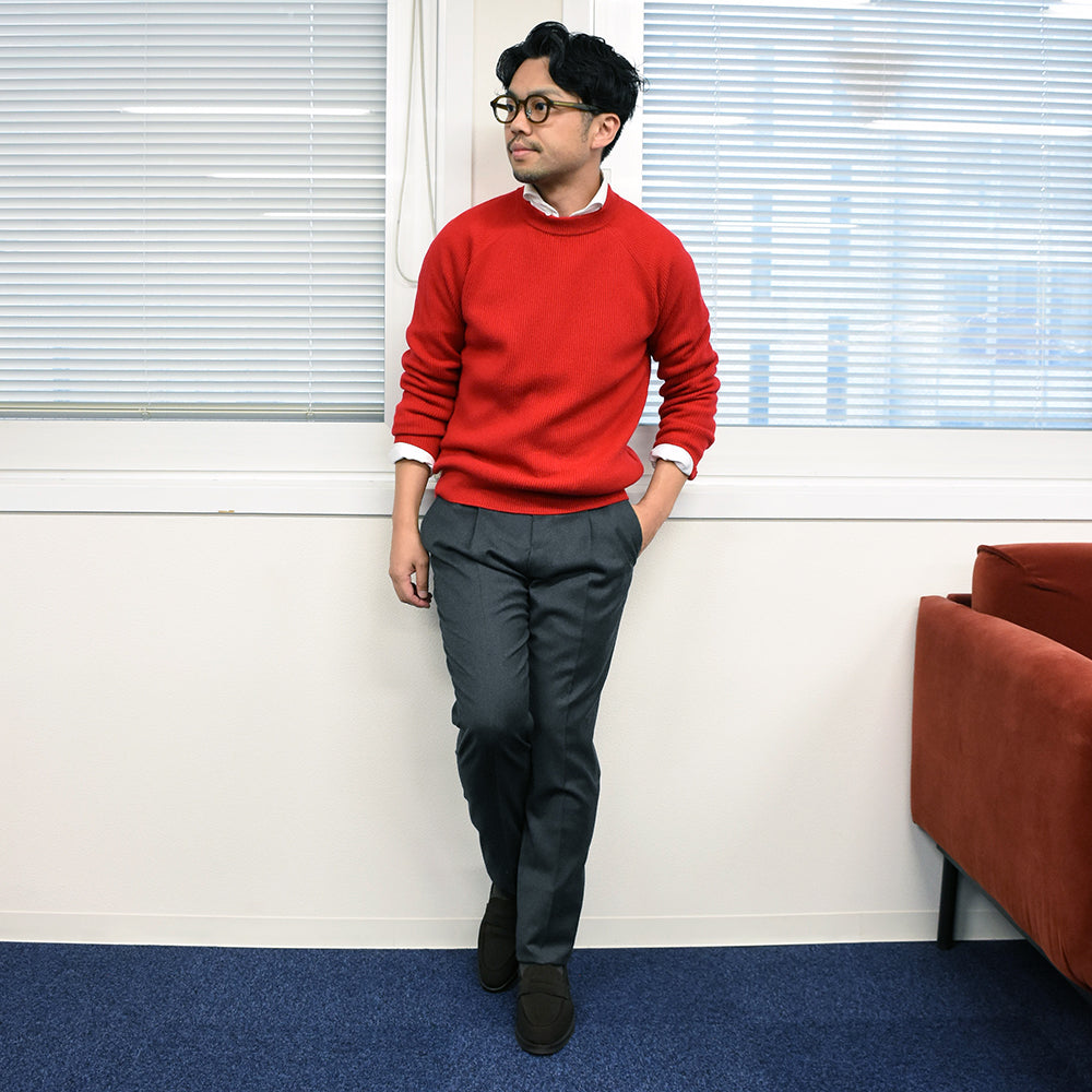 フィリッポ デ ローレンティス / Cashmerino 畔編み クルーネックニット/5GC1MLR42