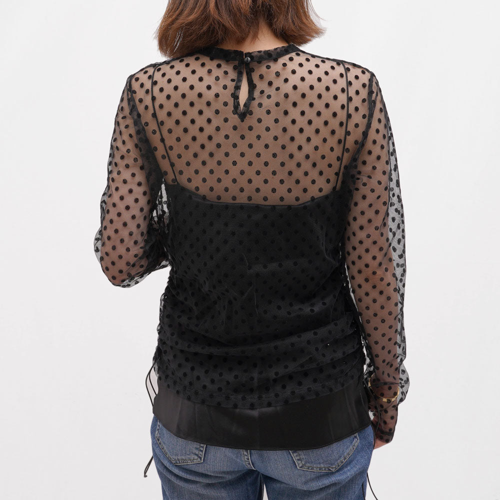DOROTHEE SCHUMACHER(ドロシーシューマッハ)<BR>G11814-36 ドットレース ロングスリーブブラウス