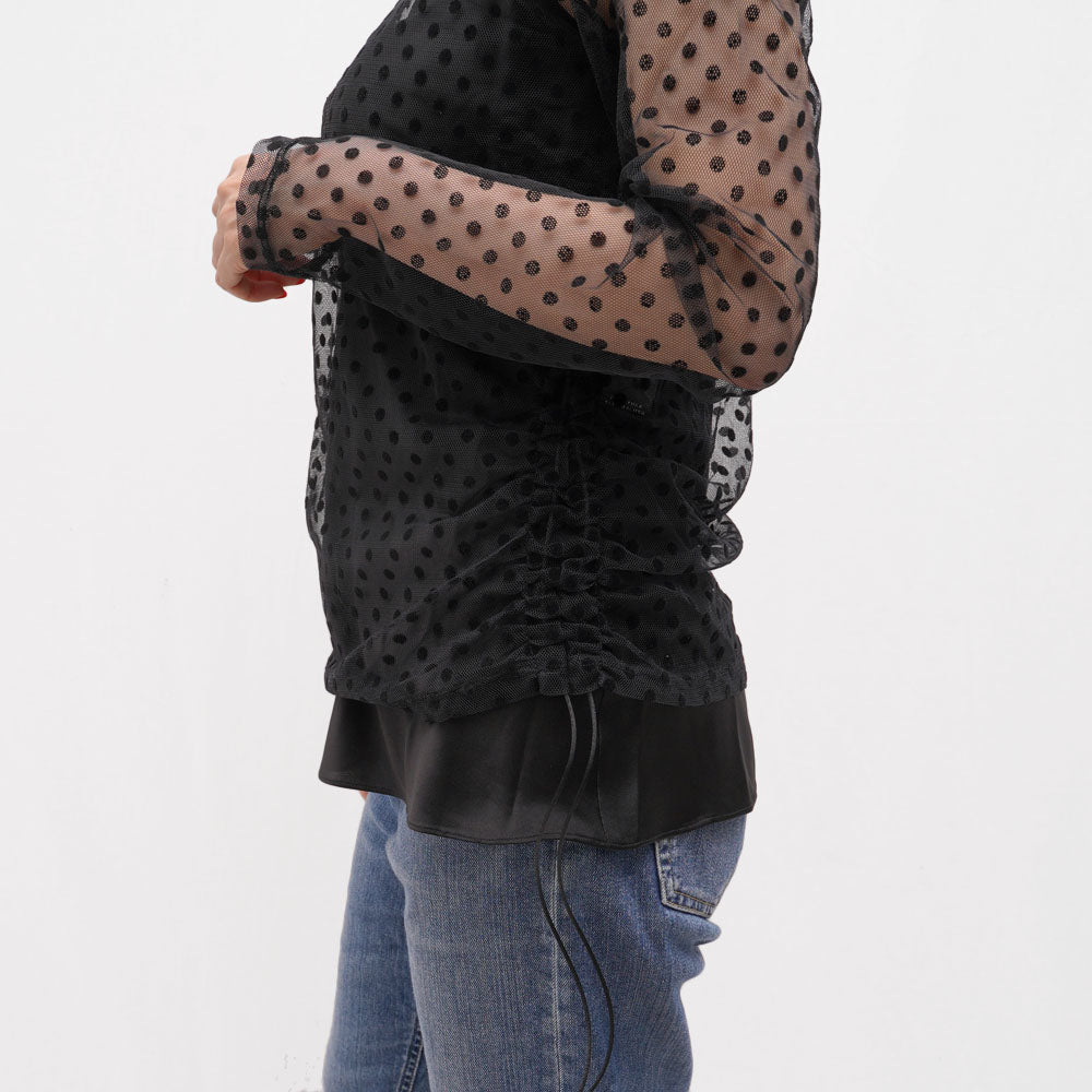 DOROTHEE SCHUMACHER(ドロシーシューマッハ)<BR>G11814-36 ドットレース ロングスリーブブラウス