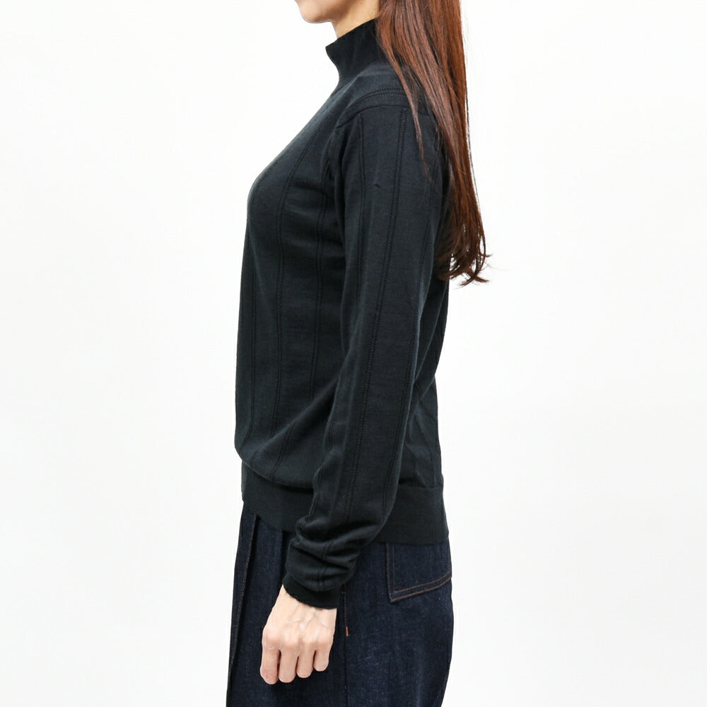 JOHN SMEDLEY（ジョンスメドレー） VENECIA ストライプアイレットモックネックプルオーバー 26066001030