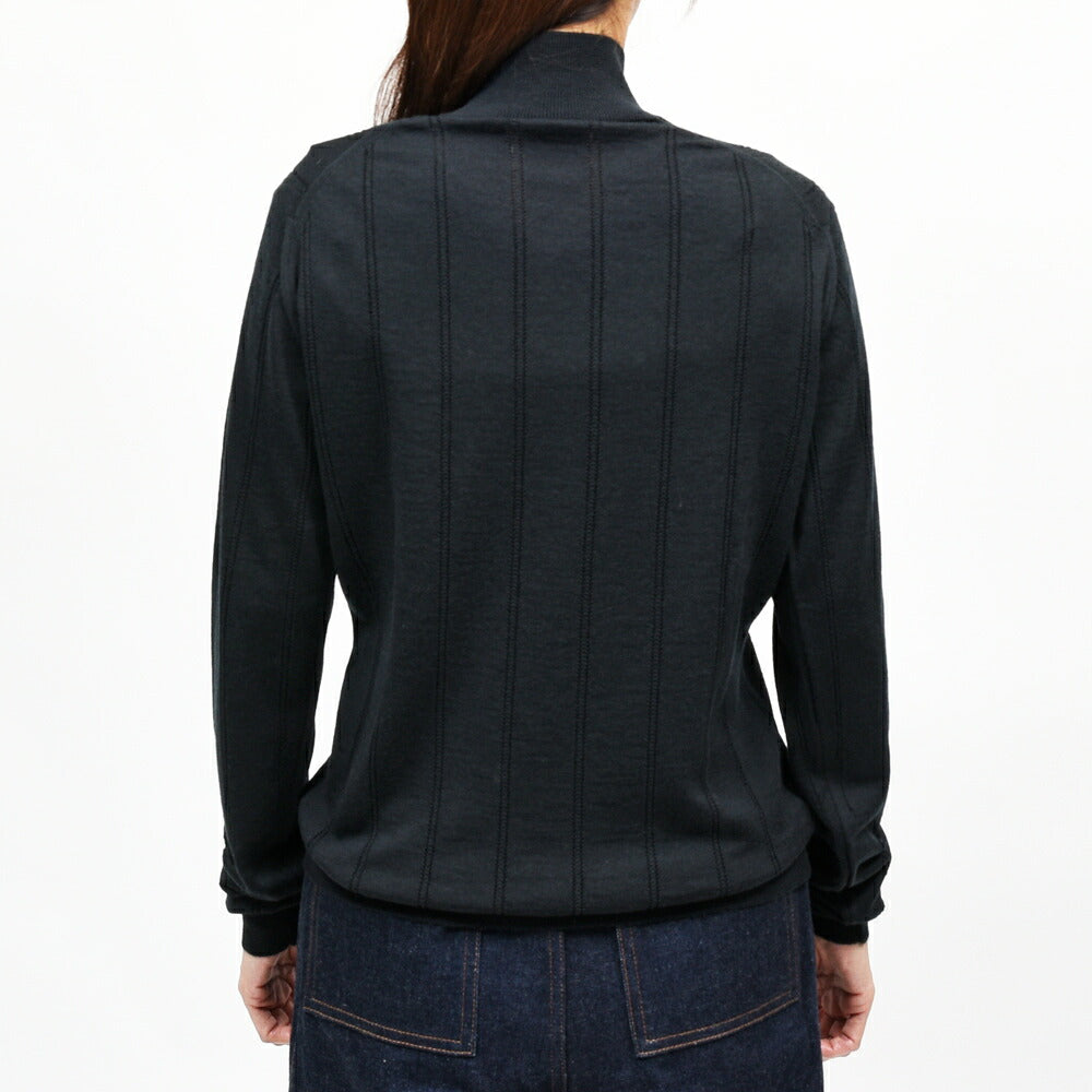 JOHN SMEDLEY（ジョンスメドレー） VENECIA ストライプアイレットモックネックプルオーバー 26066001030