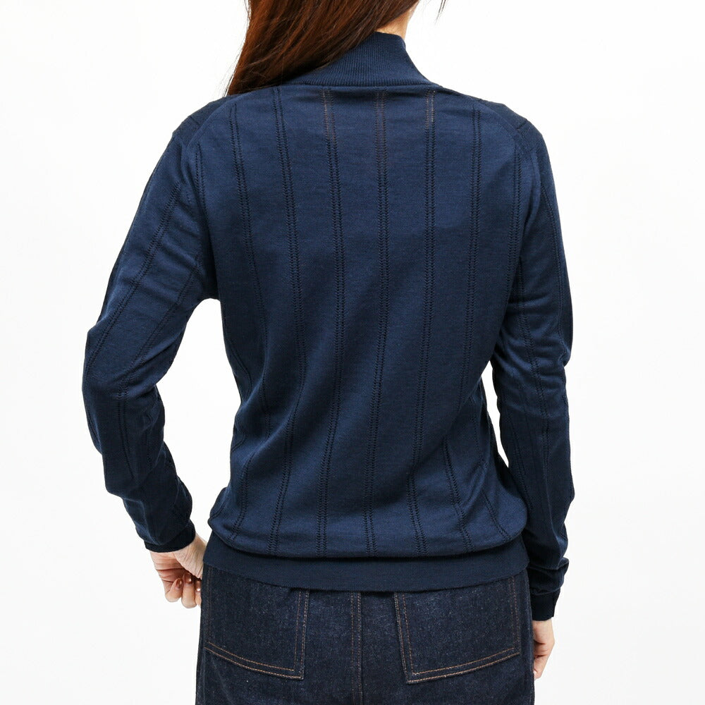 JOHN SMEDLEY（ジョンスメドレー） VENECIA ストライプアイレットモックネックプルオーバー 26066001030