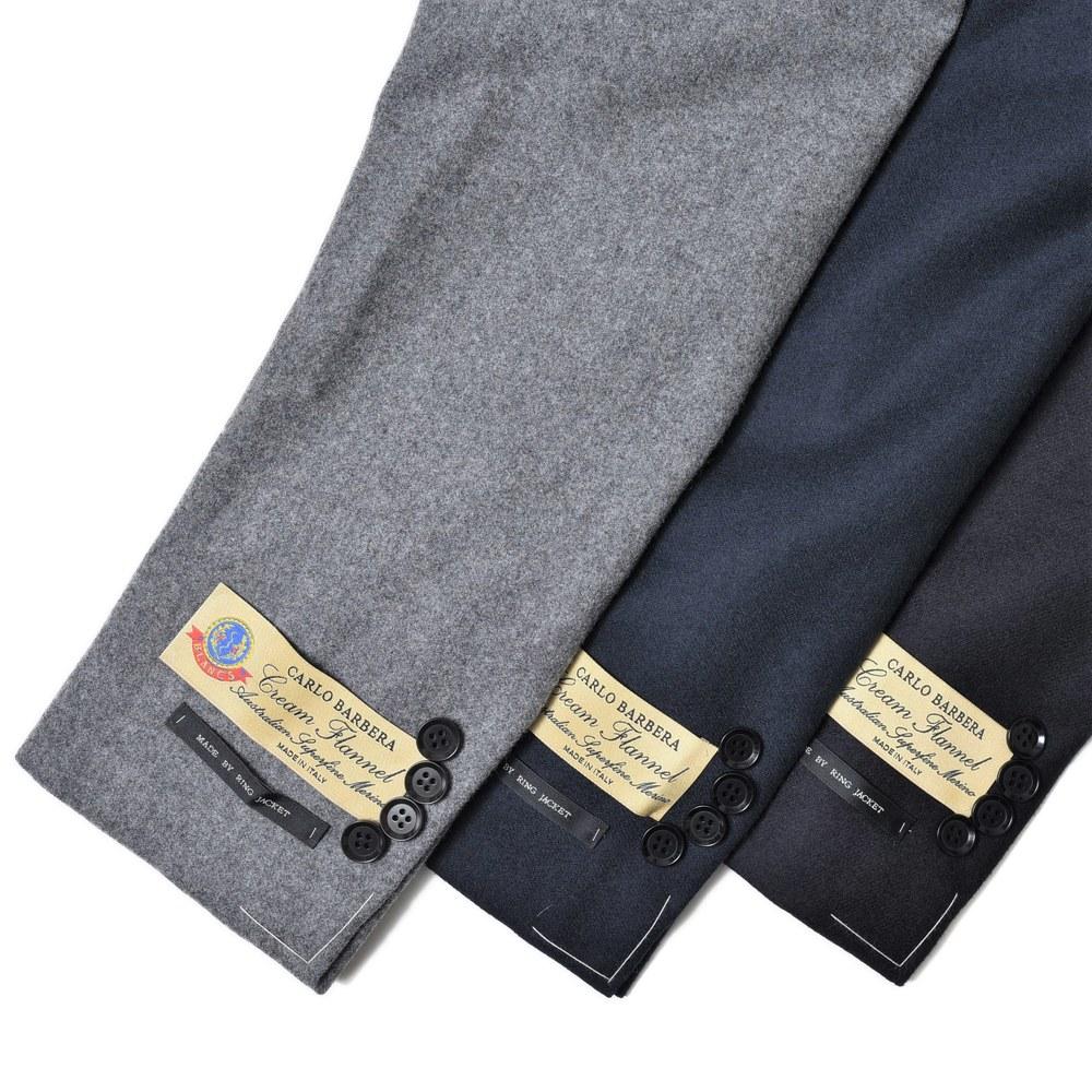 guji（グジ） ウールフランネルソリッド3B1プリーツスーツ(MADE BY RING JACKET / CARLO BARBERAファブリック使用)